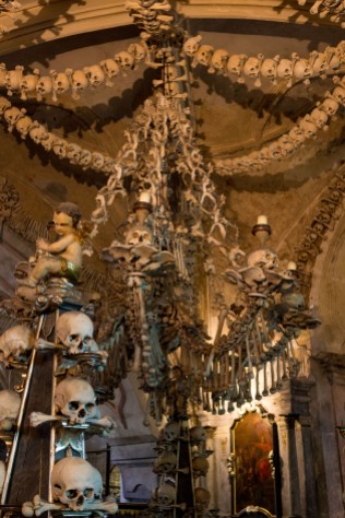 Bones used for architectural elements in Sedlec Ossuary